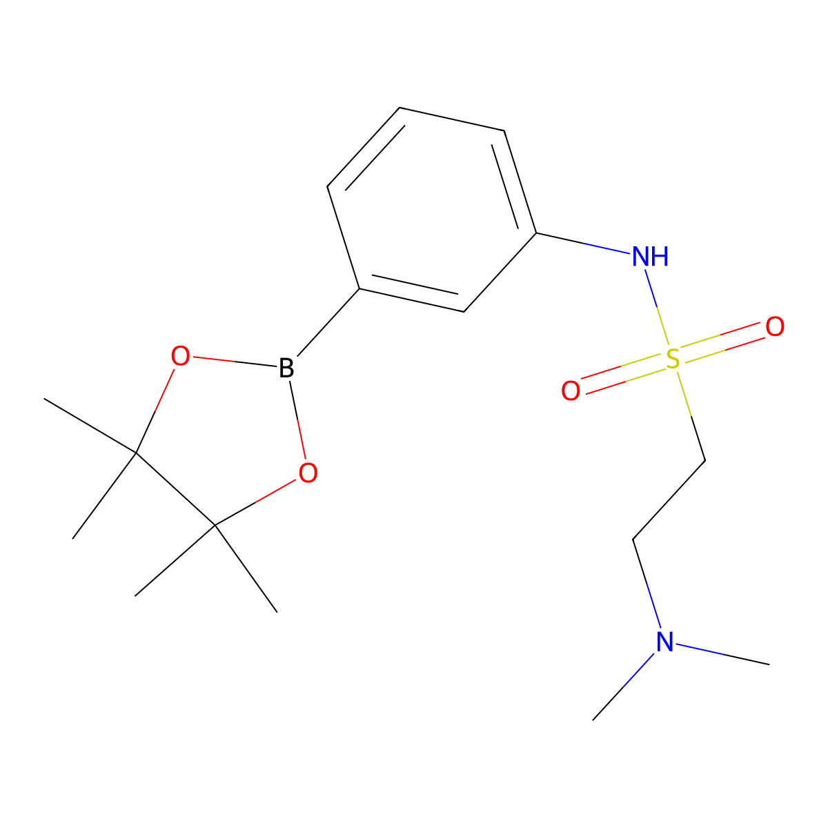 3-[(2-Dimethylaminoethyl)sulfonamido)]phenylboronic acid pinacol ester molecular structure, CAS 756521-01-4