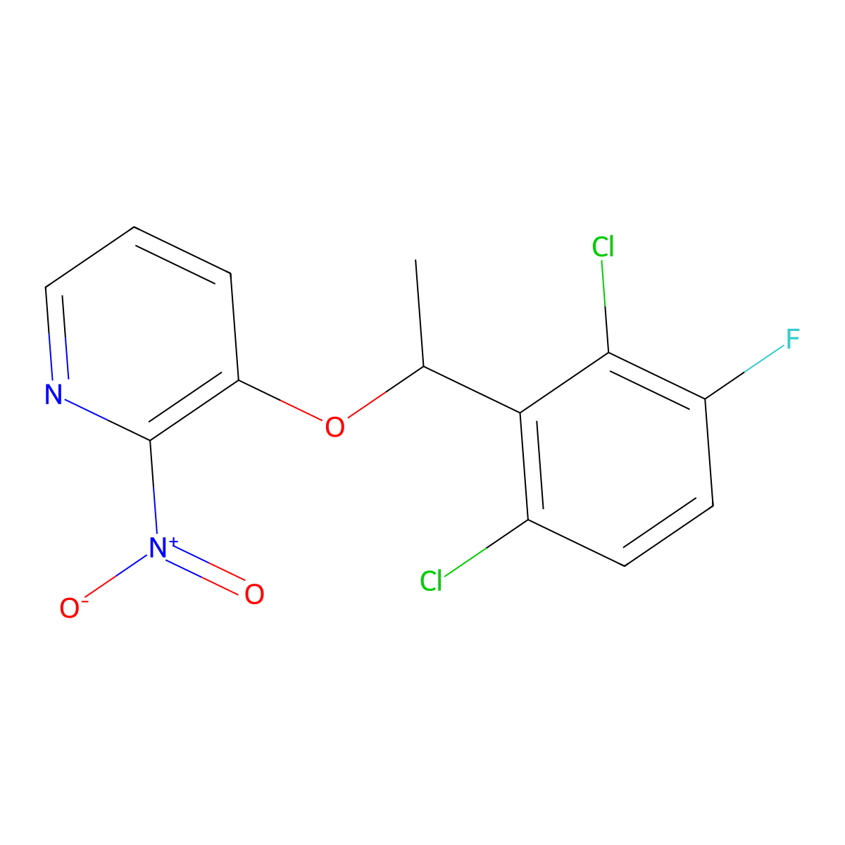 3-(1-(2,6-Dichloro-3-fluorophenyl)ethoxy)-2-nitropyridine molecular structure, CAS 756521-08-1