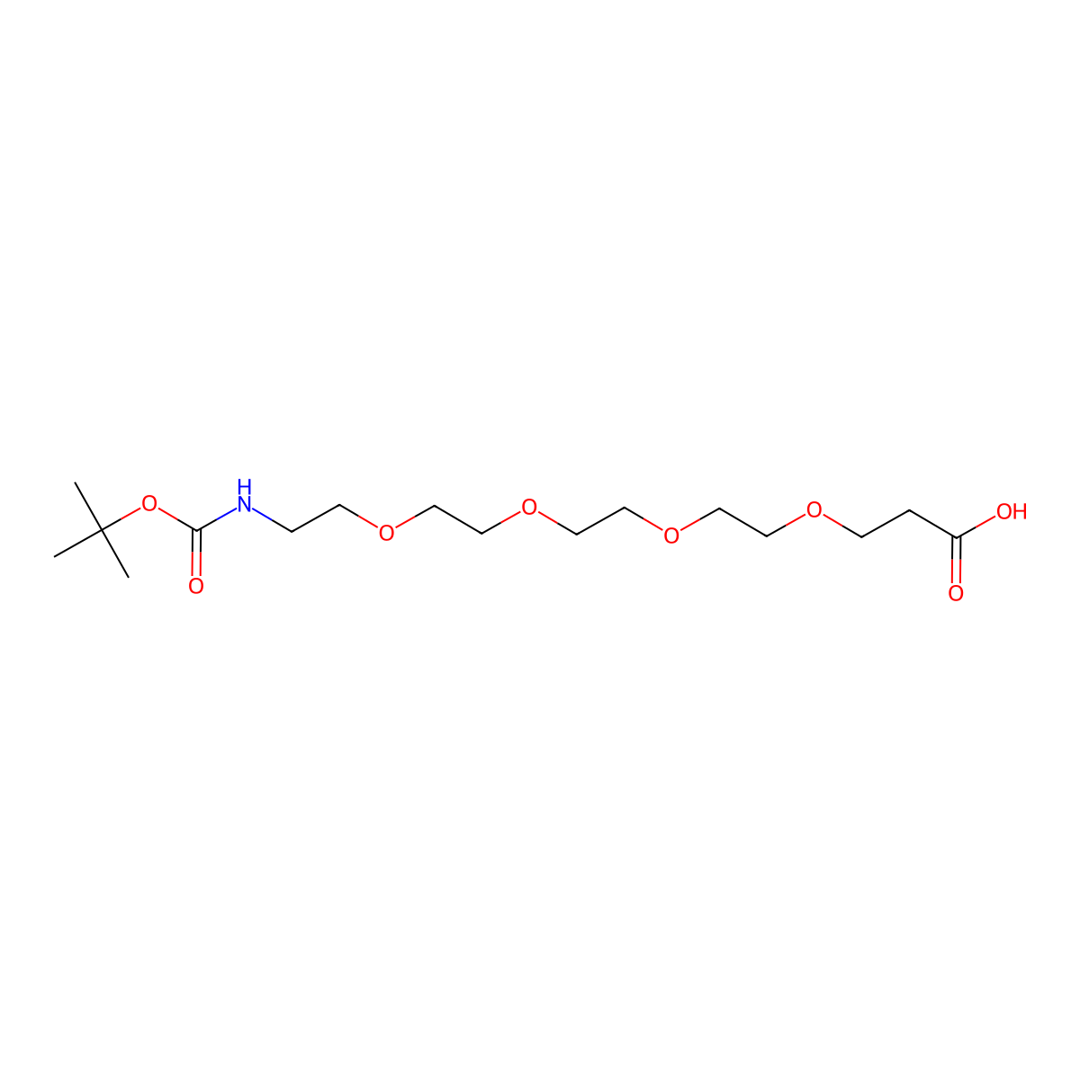 1-(((Tert-butoxy)carbonyl)amino)-3,6,9,12-tetraoxapentadecan-15-oic acid molecular structure, CAS 756525-91-4