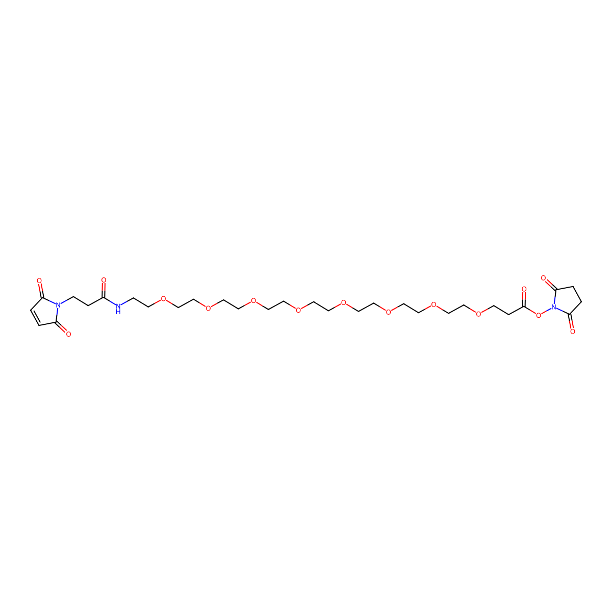 1-Maleinimido-3-oxo-7,10,13,16,19,22,25,28-octaoxa-4-azahentriacontan-31-oic acid succinimidyl ester molecular structure, CAS 756525-93-6