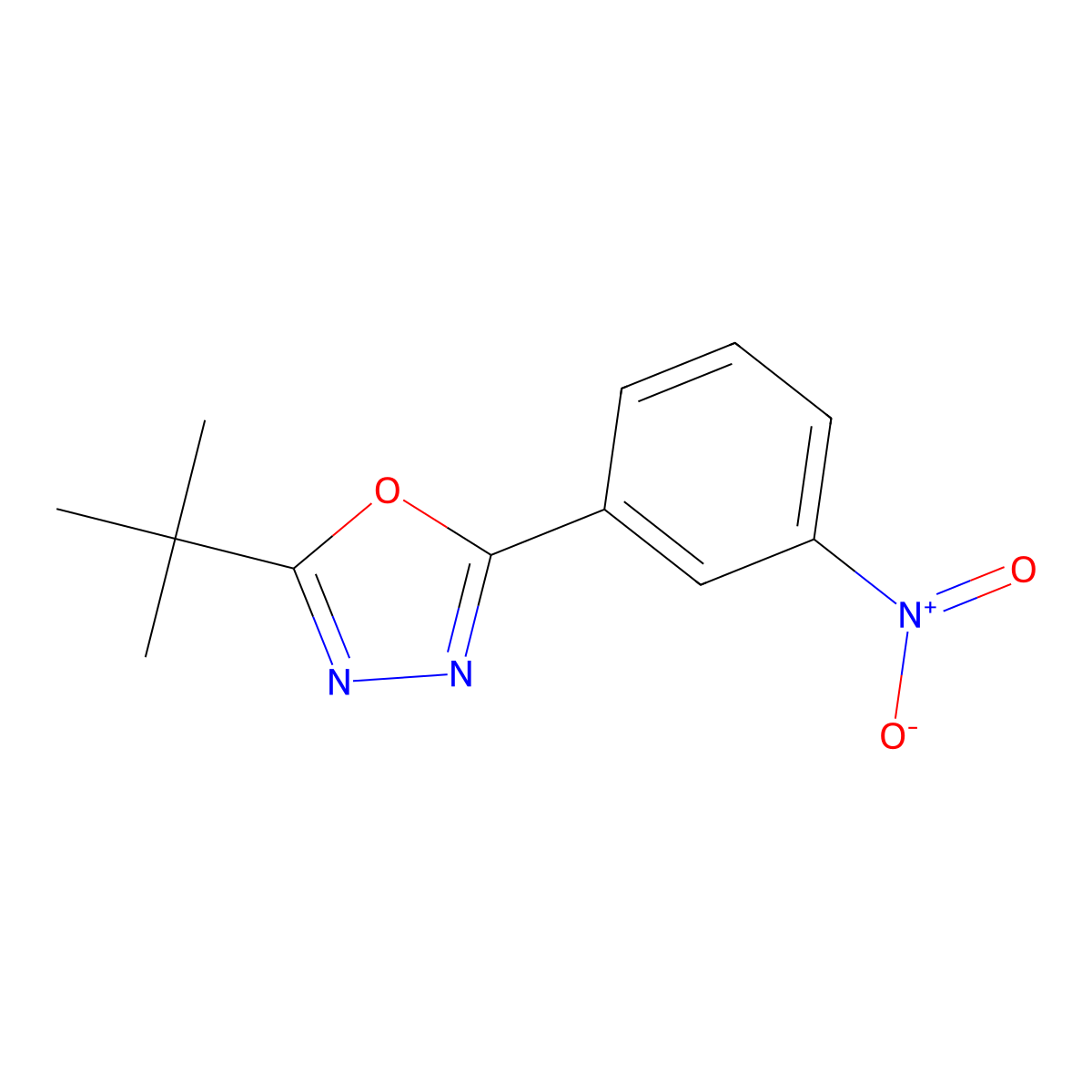 5-tert-Butyl-2-(3-(nitrophenyl)-1,3,4-oxadiazole molecular structure, CAS 75655-58-2