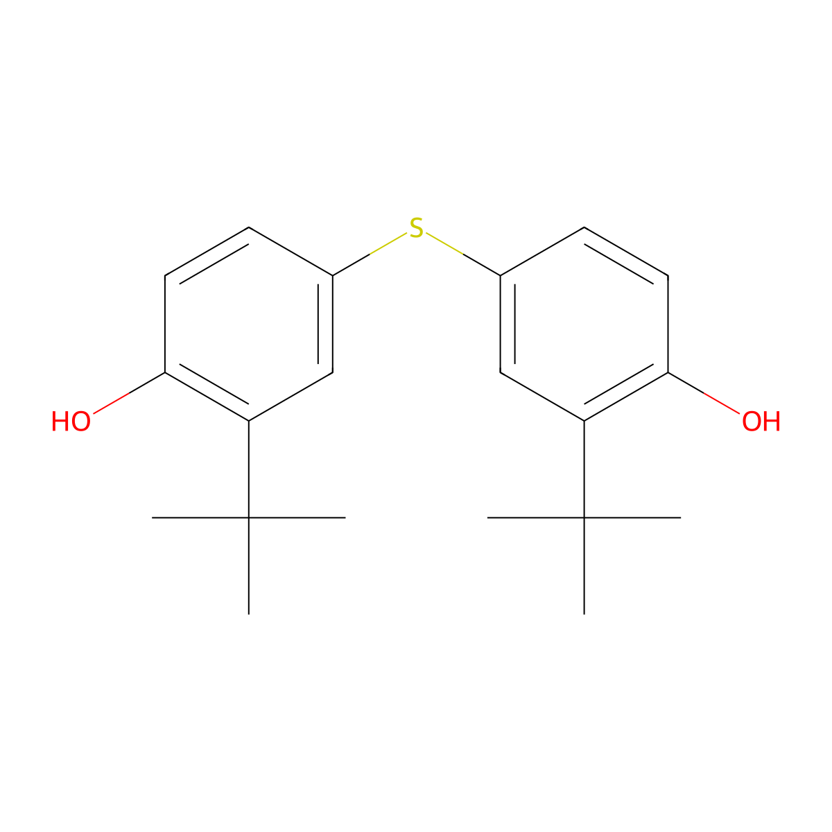 2-Tert-butyl-4-(3-tert-butyl-4-hydroxyphenyl)sulfanylphenol molecular structure, CAS 7566-50-9