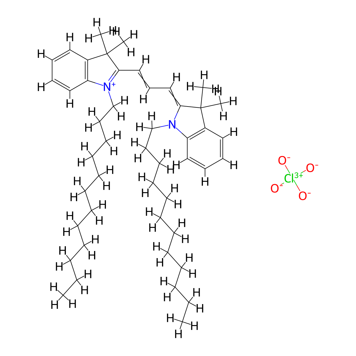 1,1'-Didodecyl-3,3,3',3'-tetramethylindocarbocyanine perchlorate molecular structure, CAS 75664-01-6