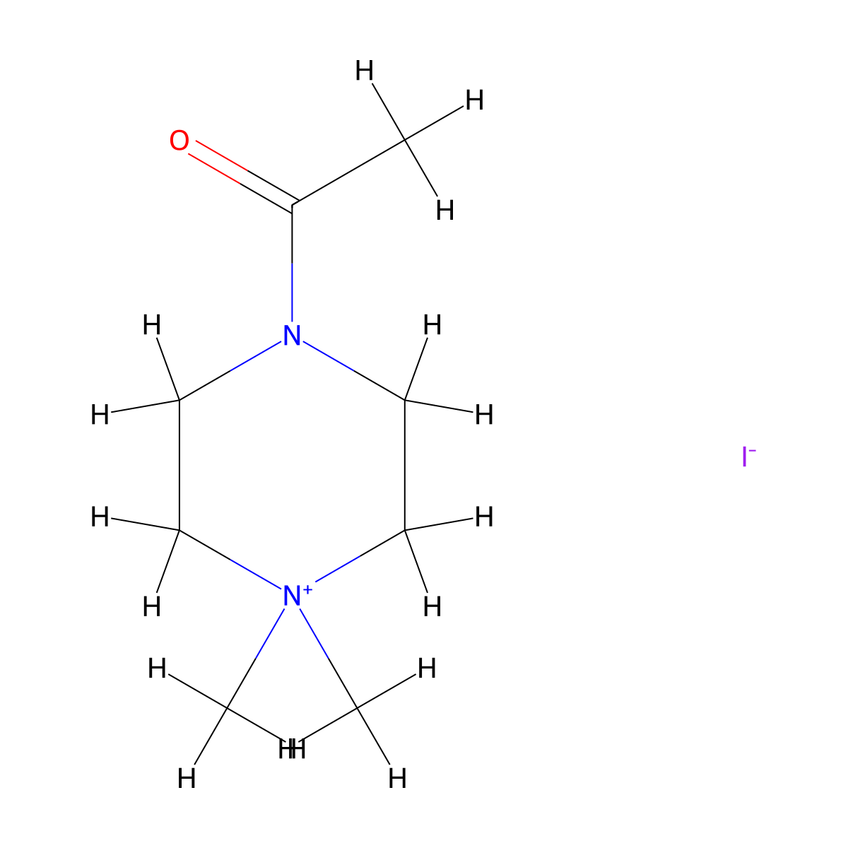 1,1-Dimethyl-4-acetylpiperazinium iodide molecular structure, CAS 75667-84-4
