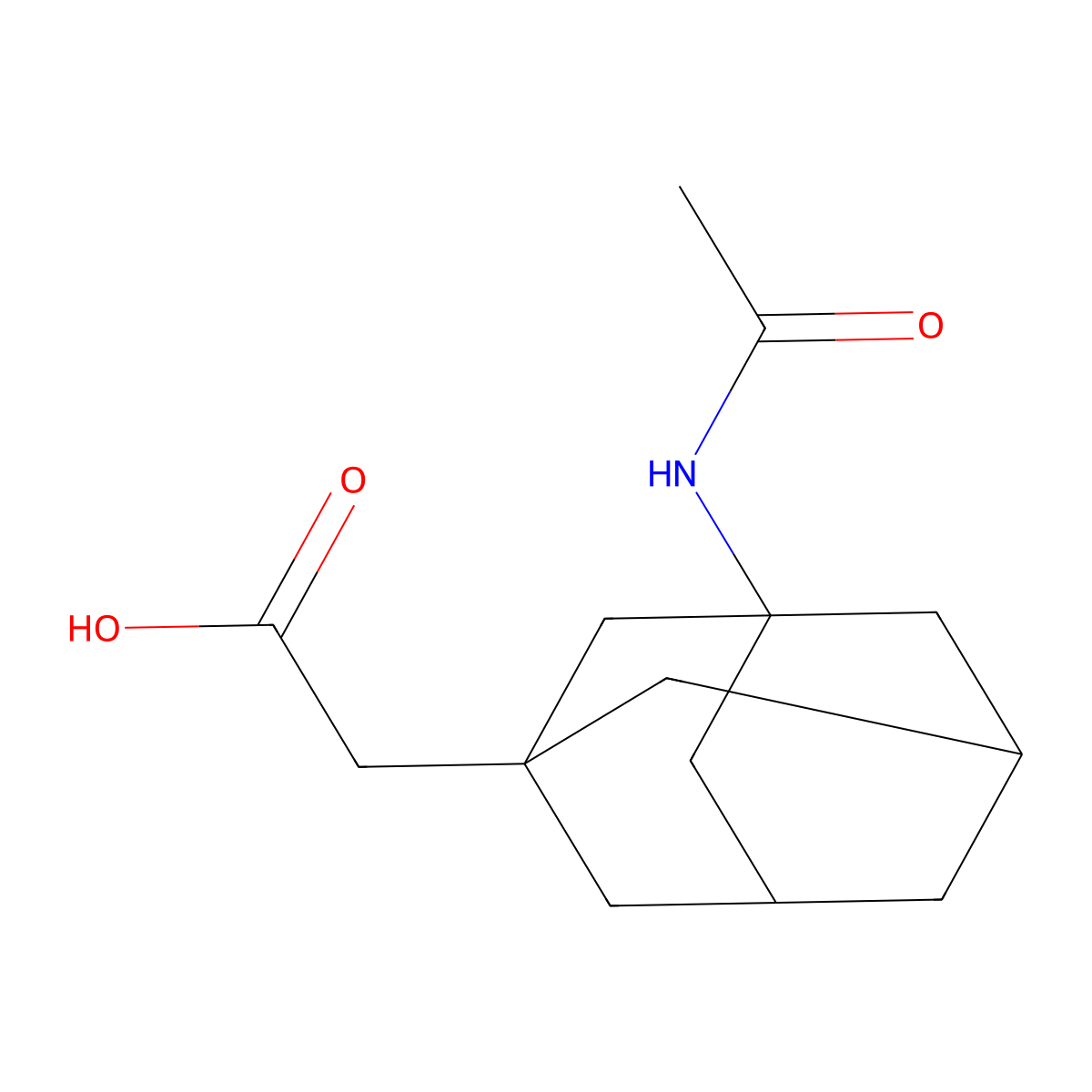 2-(3-Acetamidoadamantan-1-yl)acetic acid molecular structure, CAS 75667-93-5