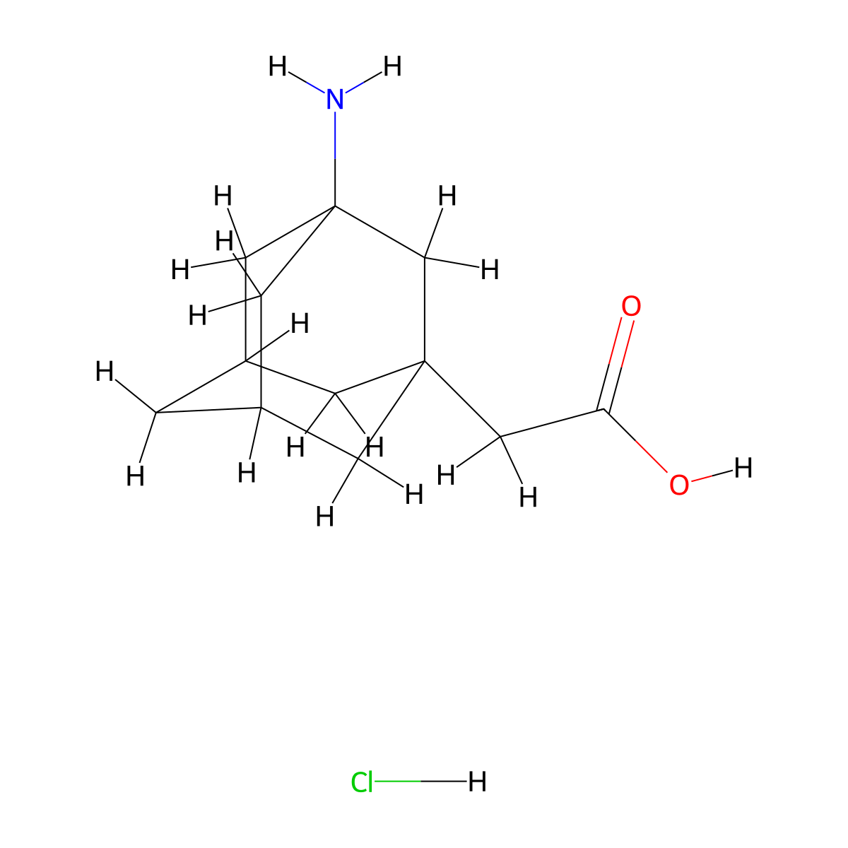 (3-Amino-1-adamantyl)acetic acid hydrochloride molecular structure, CAS 75667-94-6