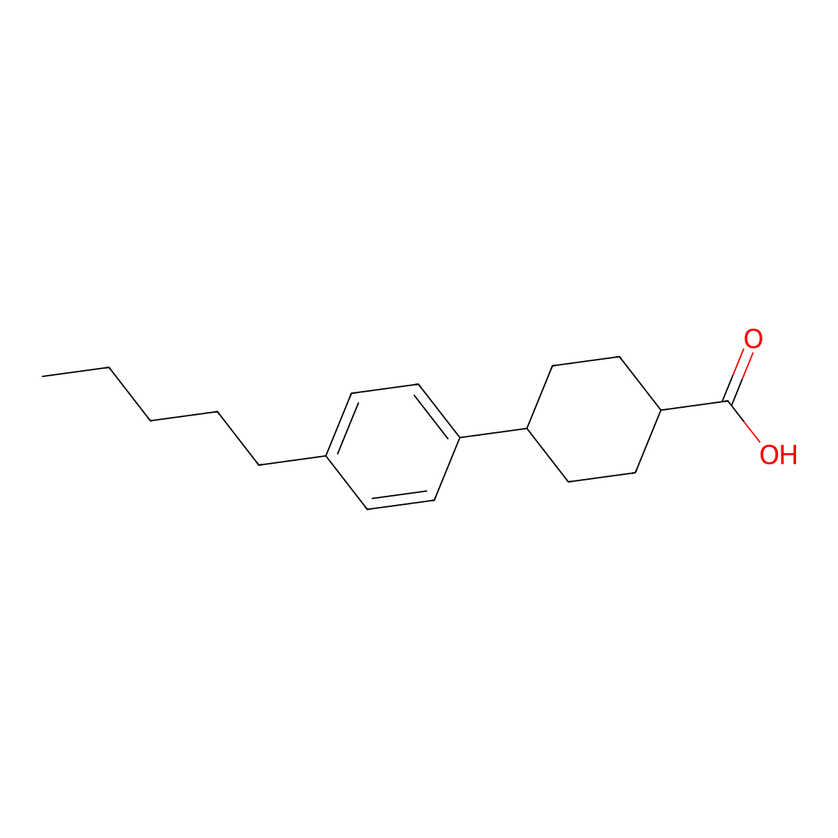 Cyclohexanecarboxylic acid, 4-(4-pentylphenyl)-, trans- molecular structure, CAS 75669-09-9