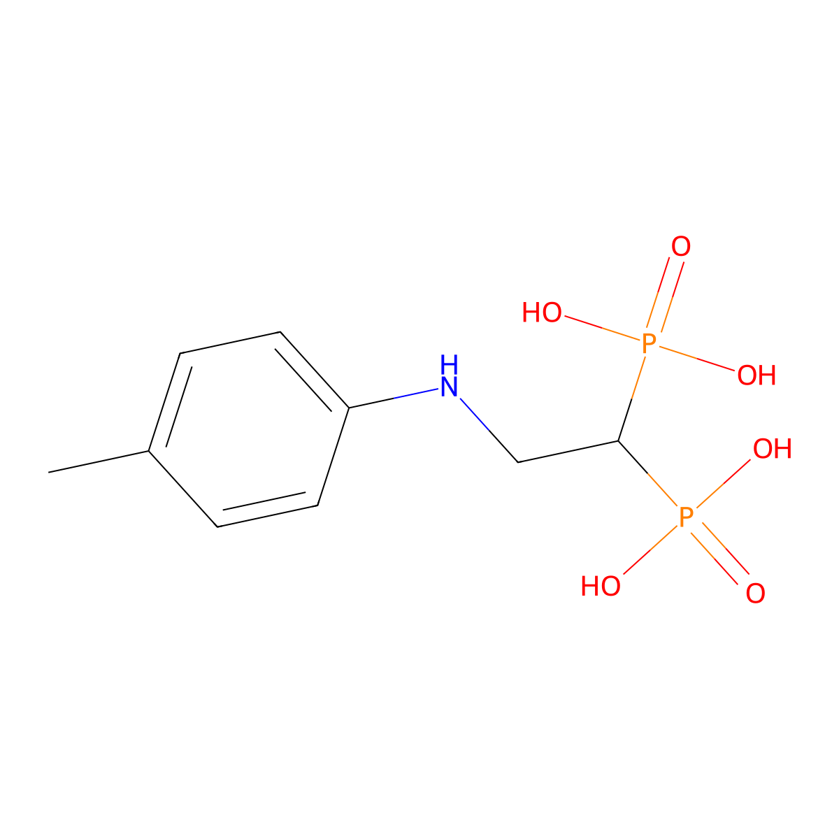 [2-(4-Methylanilino)-1-phosphonoethyl]phosphonic acid molecular structure, CAS 75669-56-6