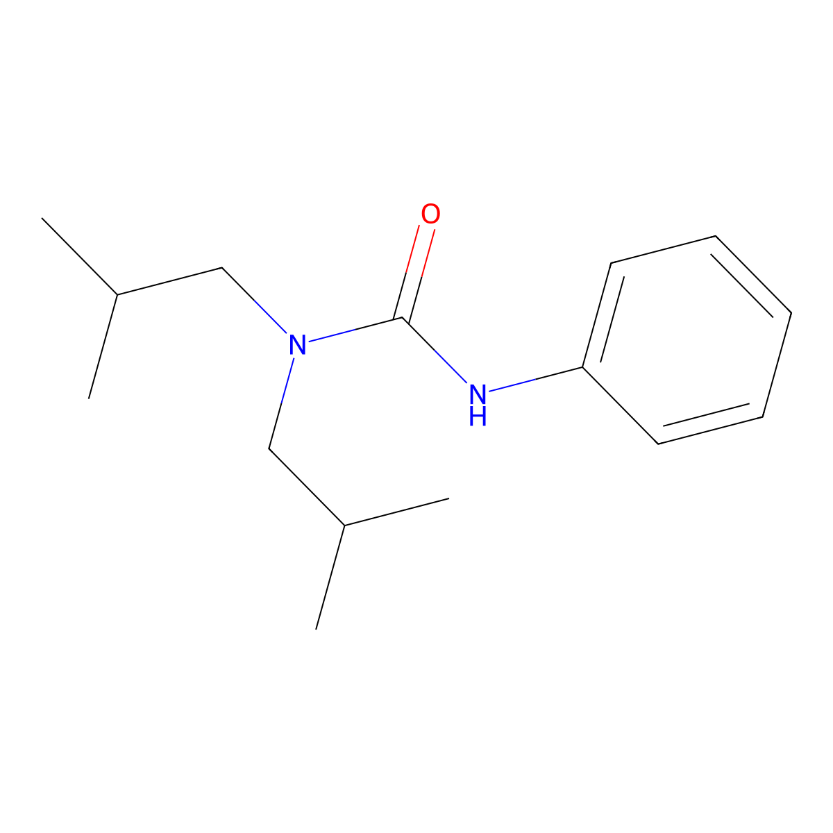 Urea, N,N-bis(2-methylpropyl)-N'-phenyl- molecular structure, CAS 75670-24-5