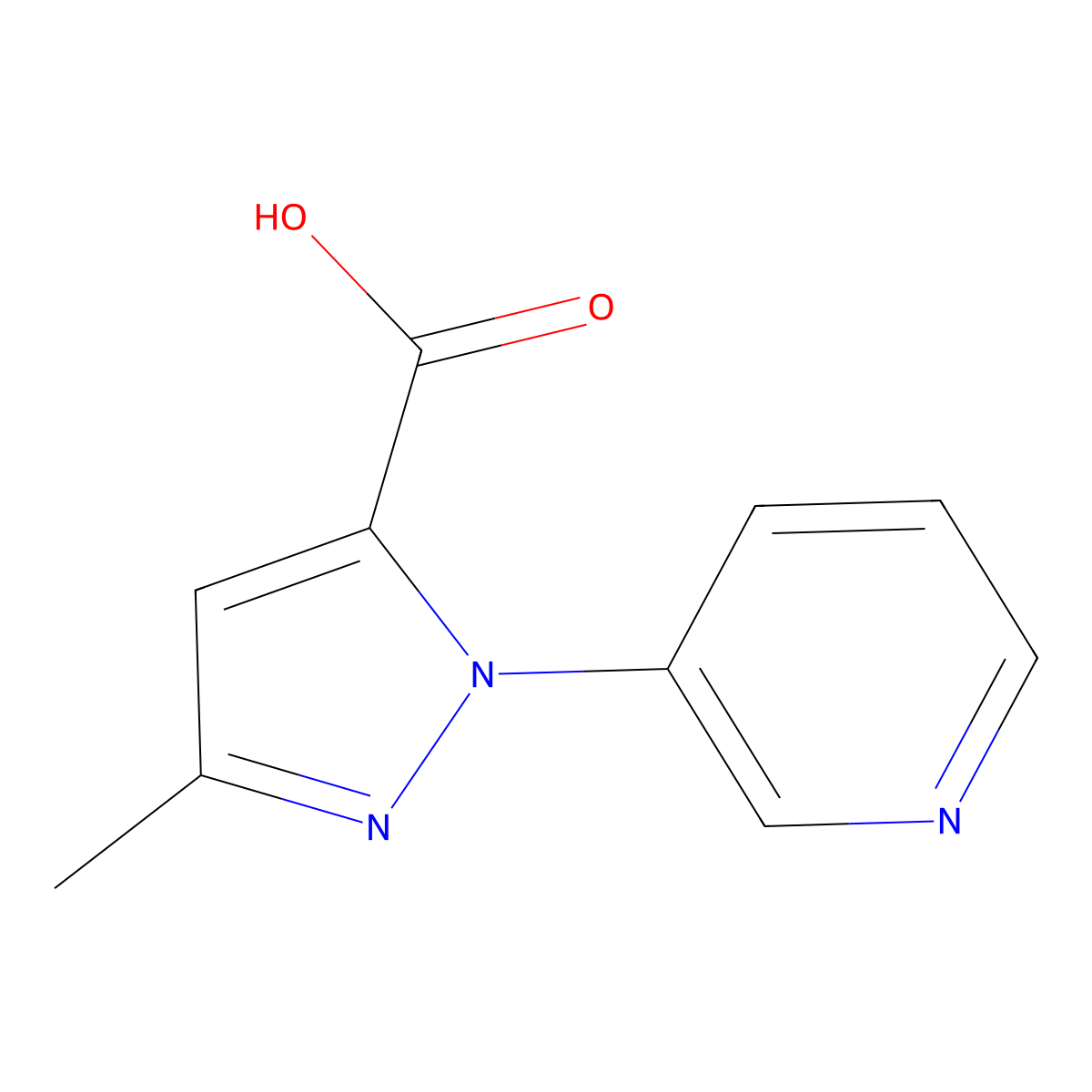 3-Methyl-1-(pyridin-3-yl)-1H-pyrazole-5-carboxylic acid molecular structure, CAS 756752-15-5