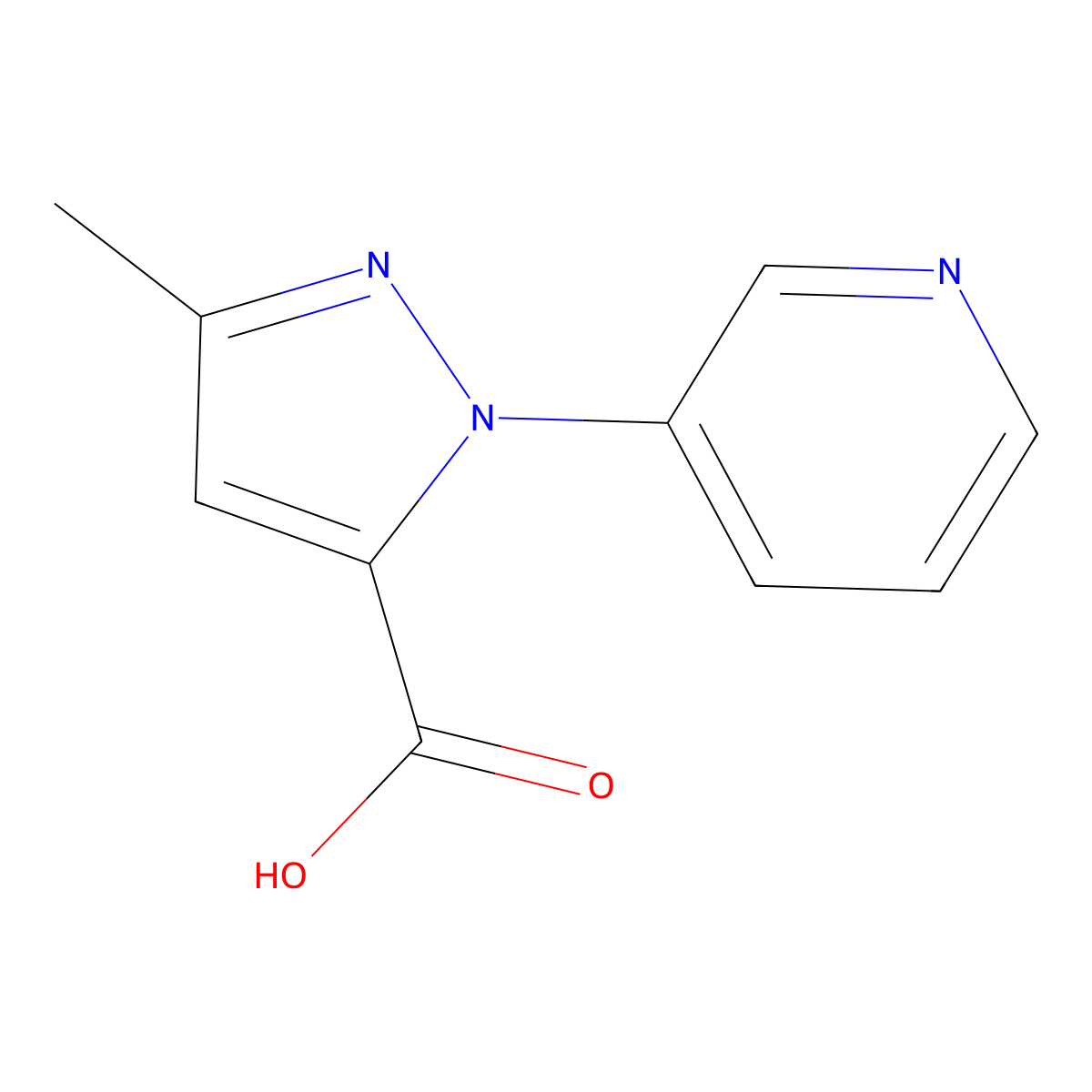 3-Methyl-1-(pyridin-3-yl)-1H-pyrazole-5-carboxylic acid molecular structure, CAS 756752-15-5