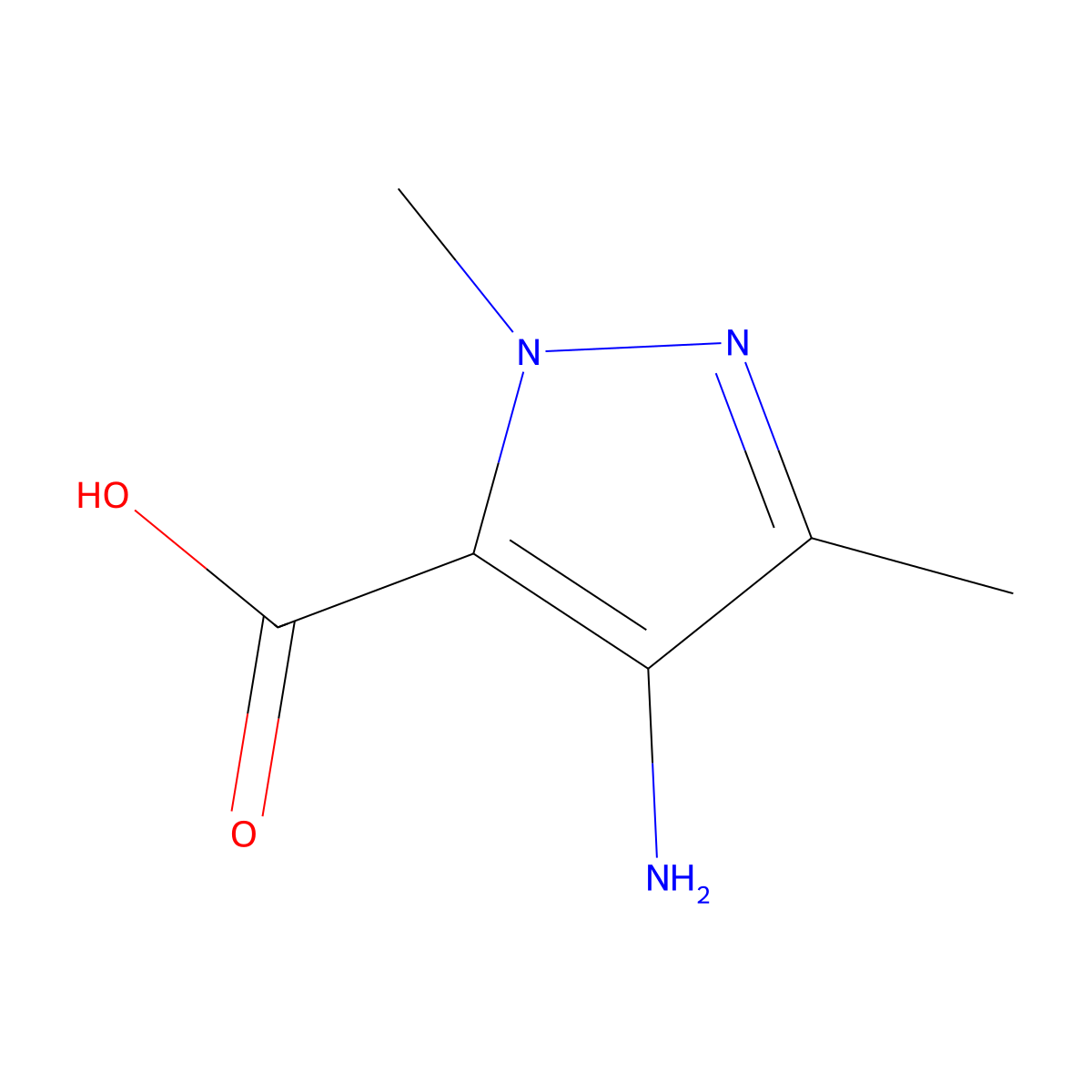 4-Amino-1,3-dimethyl-1H-pyrazole-5-carboxylic acid molecular structure, CAS 756772-34-6