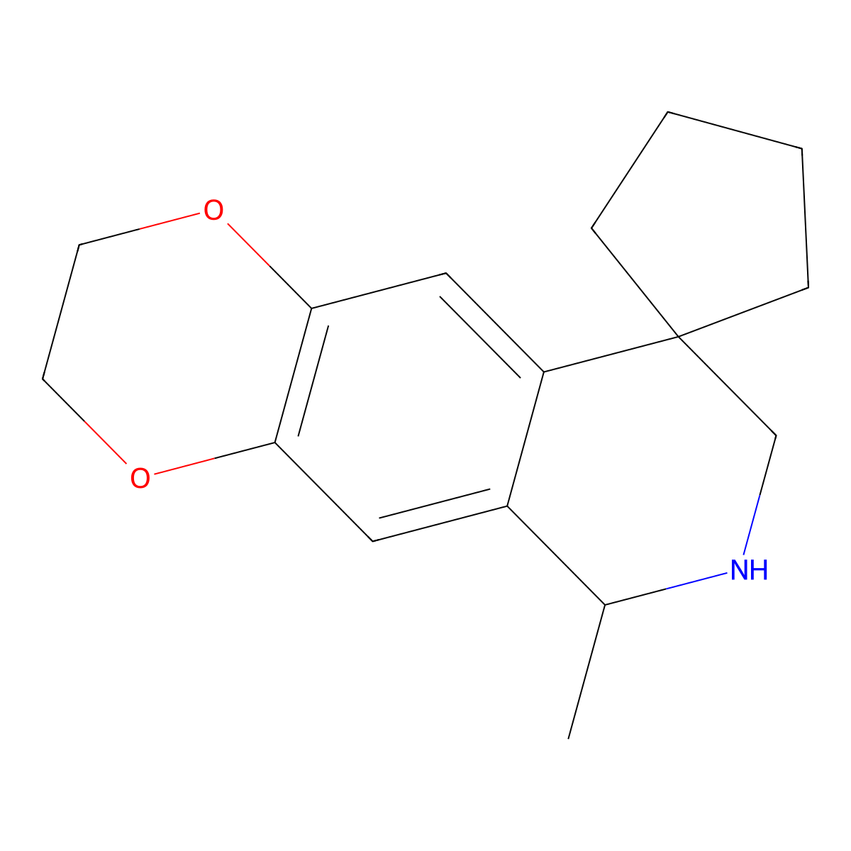 6'-Methyl-2',3',7',8'-tetrahydro-6'H-spiro[cyclopentane-1,9'-[1,4]dioxino[2,3-G]isoquinoline] molecular structure, CAS 756791-30-7