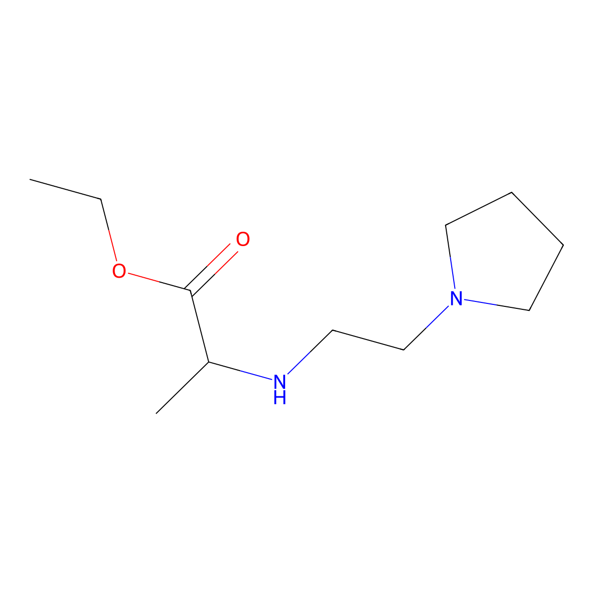 Ethyl 2-{[2-(pyrrolidin-1-yl)ethyl]amino}propanoate molecular structure, CAS 7568-77-6
