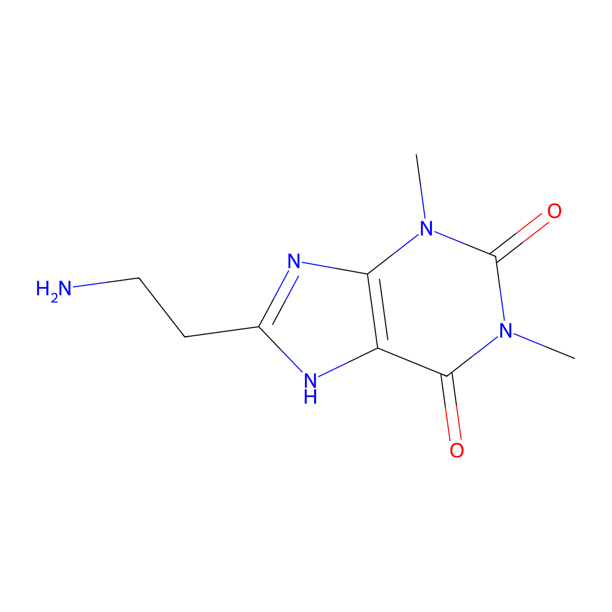 8-(2-aminoethyl)-1,3-dimethyl-2,3,6,9-tetrahydro-1H-purine-2,6-dione molecular structure, CAS 75680-88-5