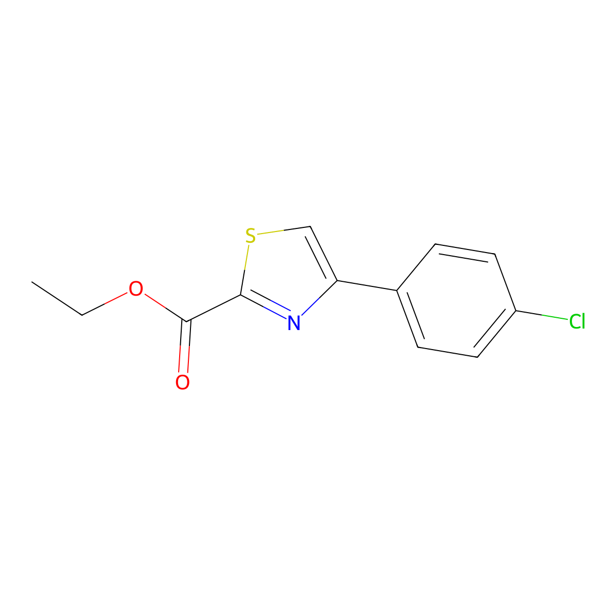 Ethyl 4-(4-chlorophenyl)-1,3-thiazole-2-carboxylate molecular structure, CAS 75680-91-0