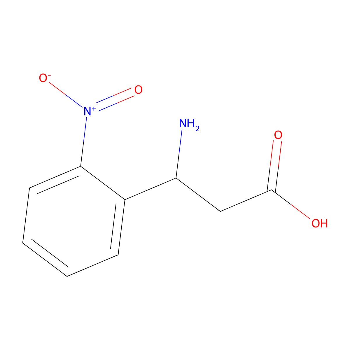 (R)-3-Amino-3-(2-nitrophenyl)propanoic acid molecular structure, CAS 756814-14-9