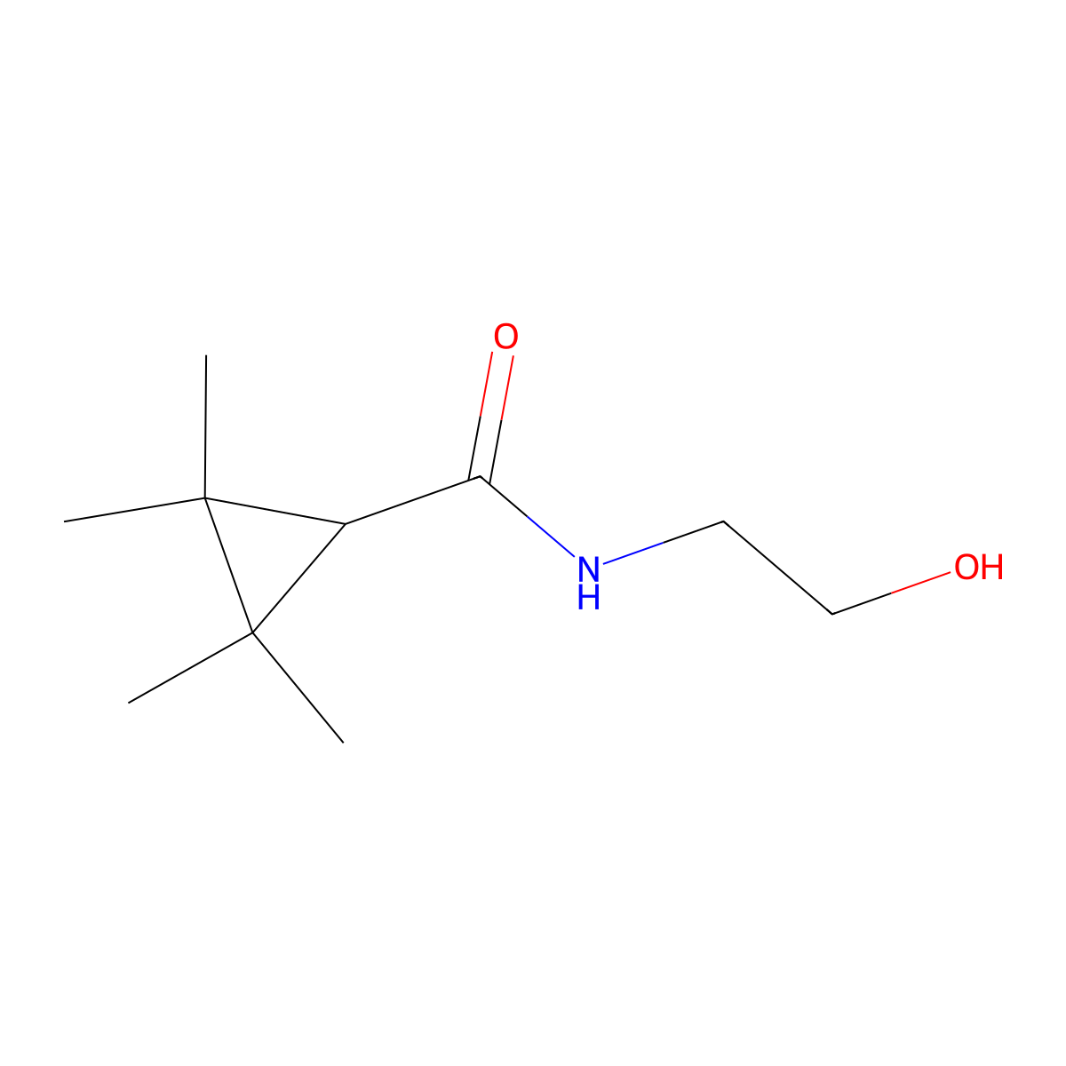 N-(2-hydroxyethyl)-2,2,3,3-tetramethylcyclopropane-1-carboxamide molecular structure, CAS 756830-82-7