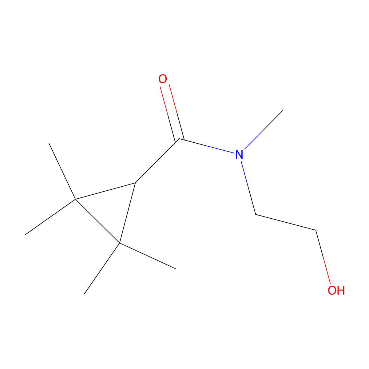 N-(2-hydroxyethyl)-N,2,2,3,3-pentamethylcyclopropane-1-carboxamide molecular structure, CAS 756830-84-9
