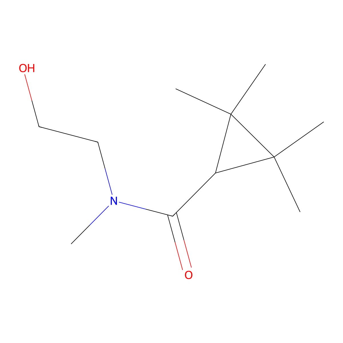 N-(2-hydroxyethyl)-N,2,2,3,3-pentamethylcyclopropane-1-carboxamide molecular structure, CAS 756830-84-9