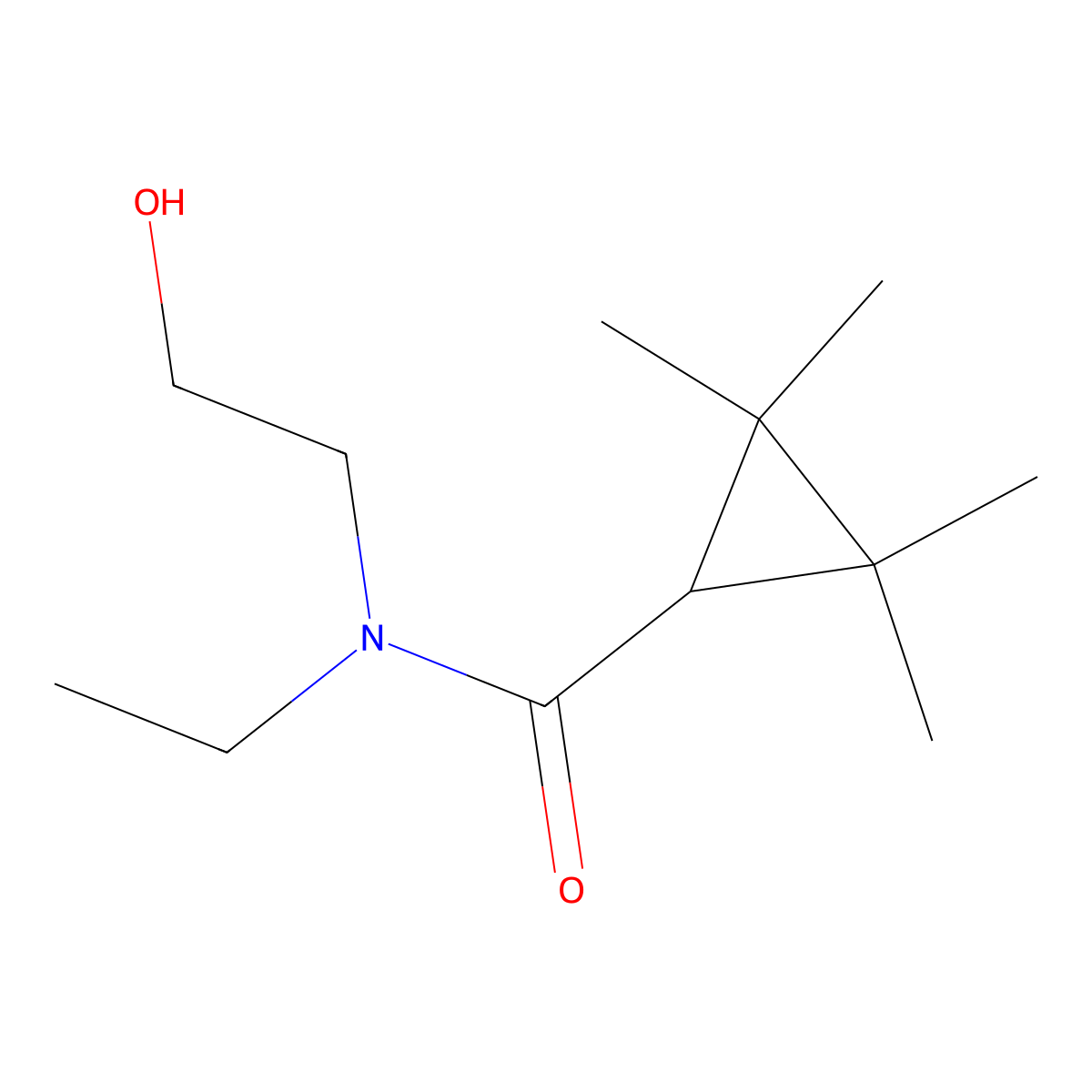 N-ethyl-N-(2-hydroxyethyl)-2,2,3,3-tetramethylcyclopropane-1-carboxamide molecular structure, CAS 756830-86-1