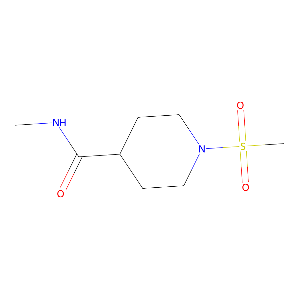 N-methyl-1-(methylsulfonyl)piperidine-4-carboxamide molecular structure, CAS 756831-24-0