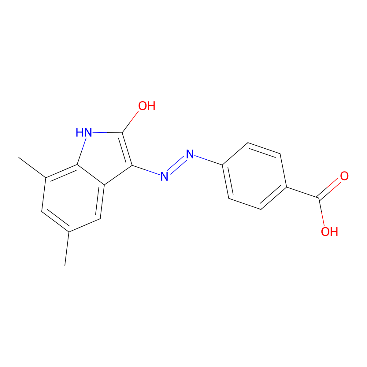 4-(2-(5,7-Dimethyl-2-oxoindolin-3-ylidene)hydrazineyl)benzoic acid molecular structure, CAS 756843-31-9