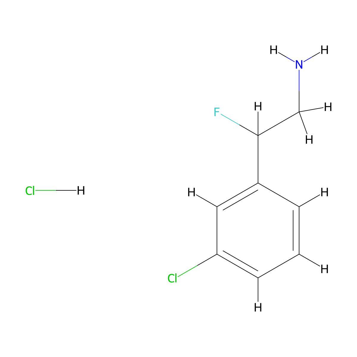 2-(3-Chlorophenyl)-2-fluoroethan-1-amine hydrochloride molecular structure, CAS 756846-61-4