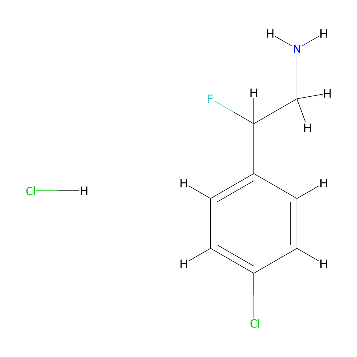 2-(4-Chlorophenyl)-2-fluoroethan-1-amine hydrochloride molecular structure, CAS 756846-63-6