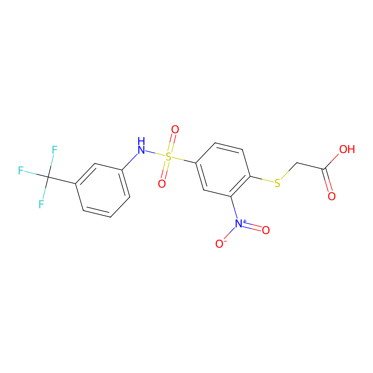 2-[(2-Nitro-4-{[3-(trifluoromethyl)phenyl]sulfamoyl}phenyl)sulfanyl]acetic acid molecular structure, CAS 756851-06-6