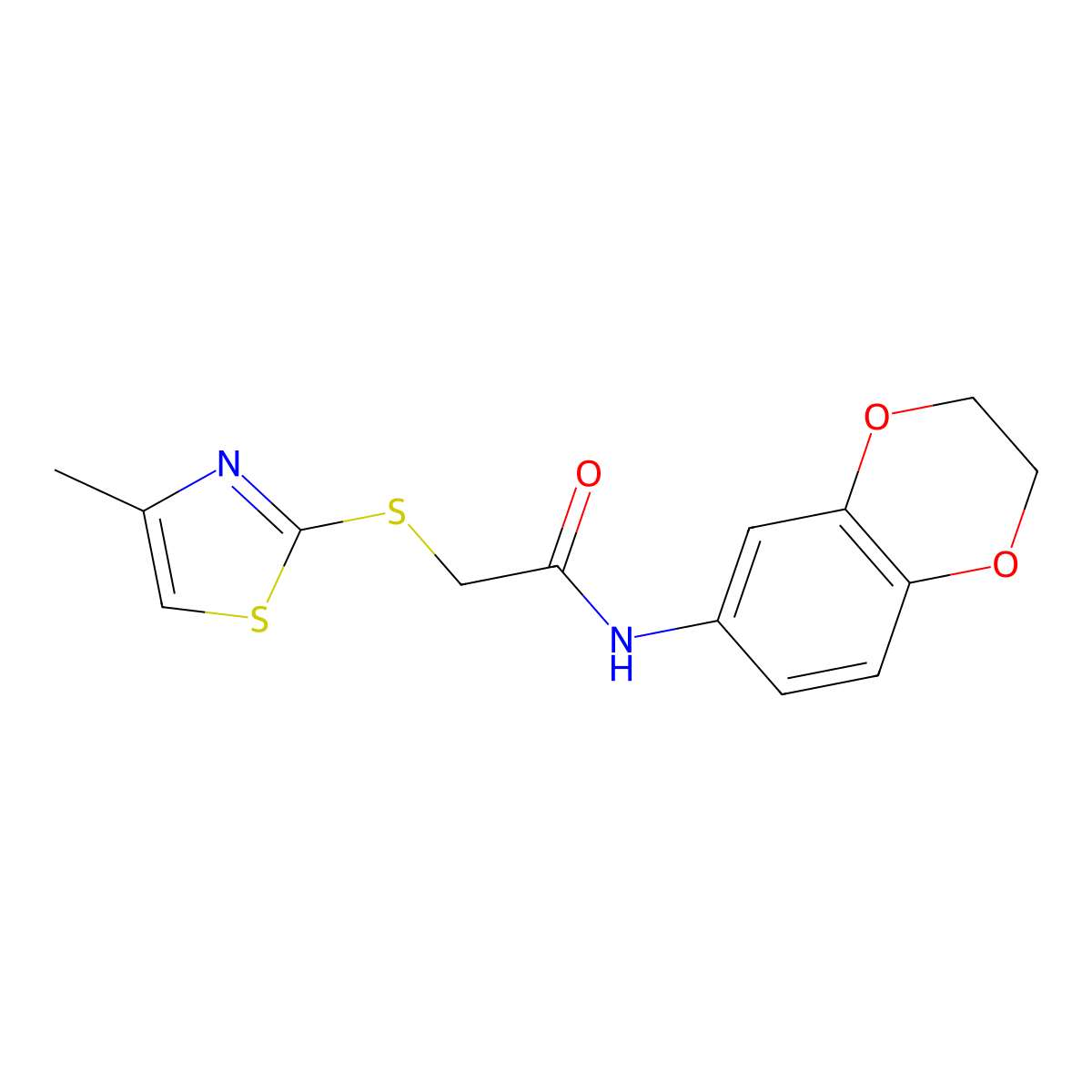 N-(2,3-dihydro-1,4-benzodioxin-6-yl)-2-[(4-methyl-1,3-thiazol-2-yl)sulfanyl]acetamide molecular structure, CAS 756862-92-7