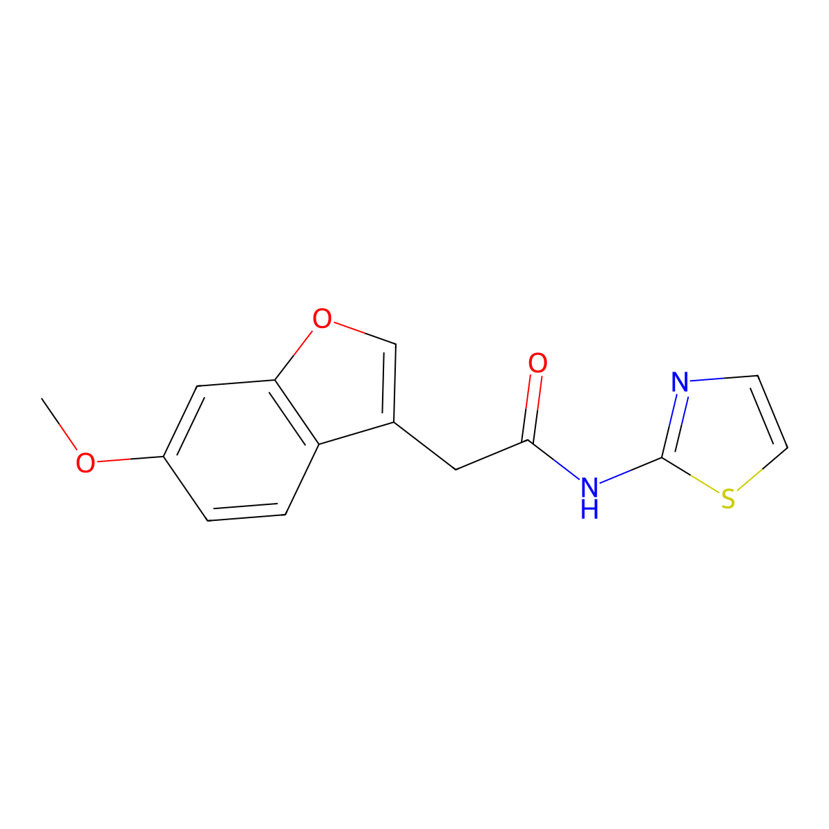 2-(6-methoxy-1-benzofuran-3-yl)-N-(1,3-thiazol-2-yl)acetamide molecular structure, CAS 756865-45-9
