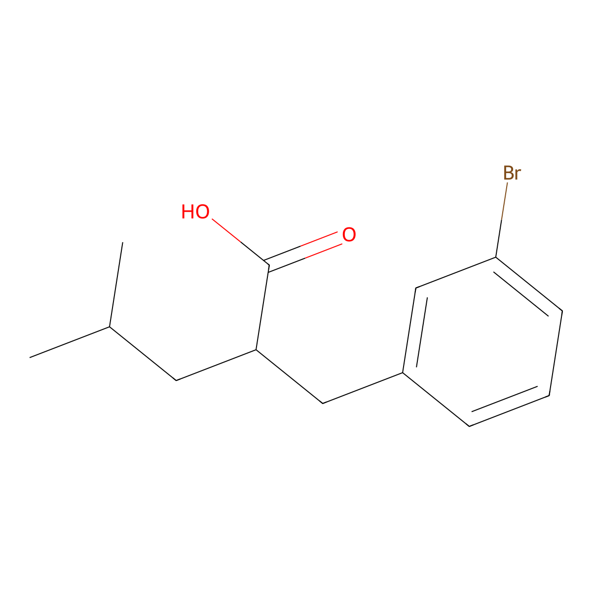 2-[(3-Bromophenyl)methyl]-4-methylpentanoic acid molecular structure, CAS 756870-02-7