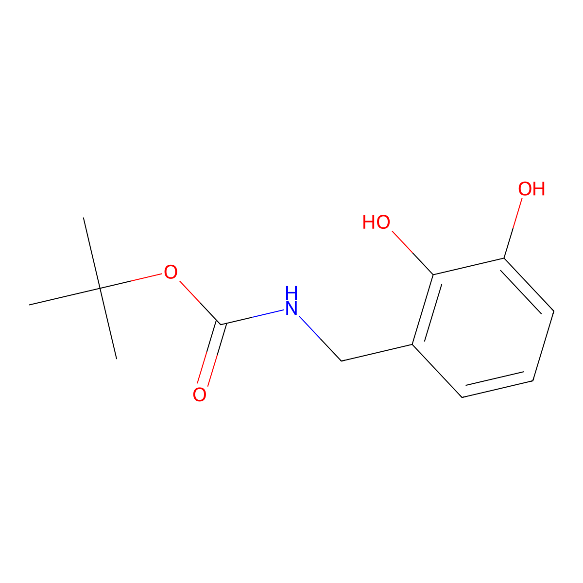 Carbamic acid, [(2,3-dihydroxyphenyl)methyl]-, 1,1-dimethylethyl ester molecular structure, CAS 756900-98-8