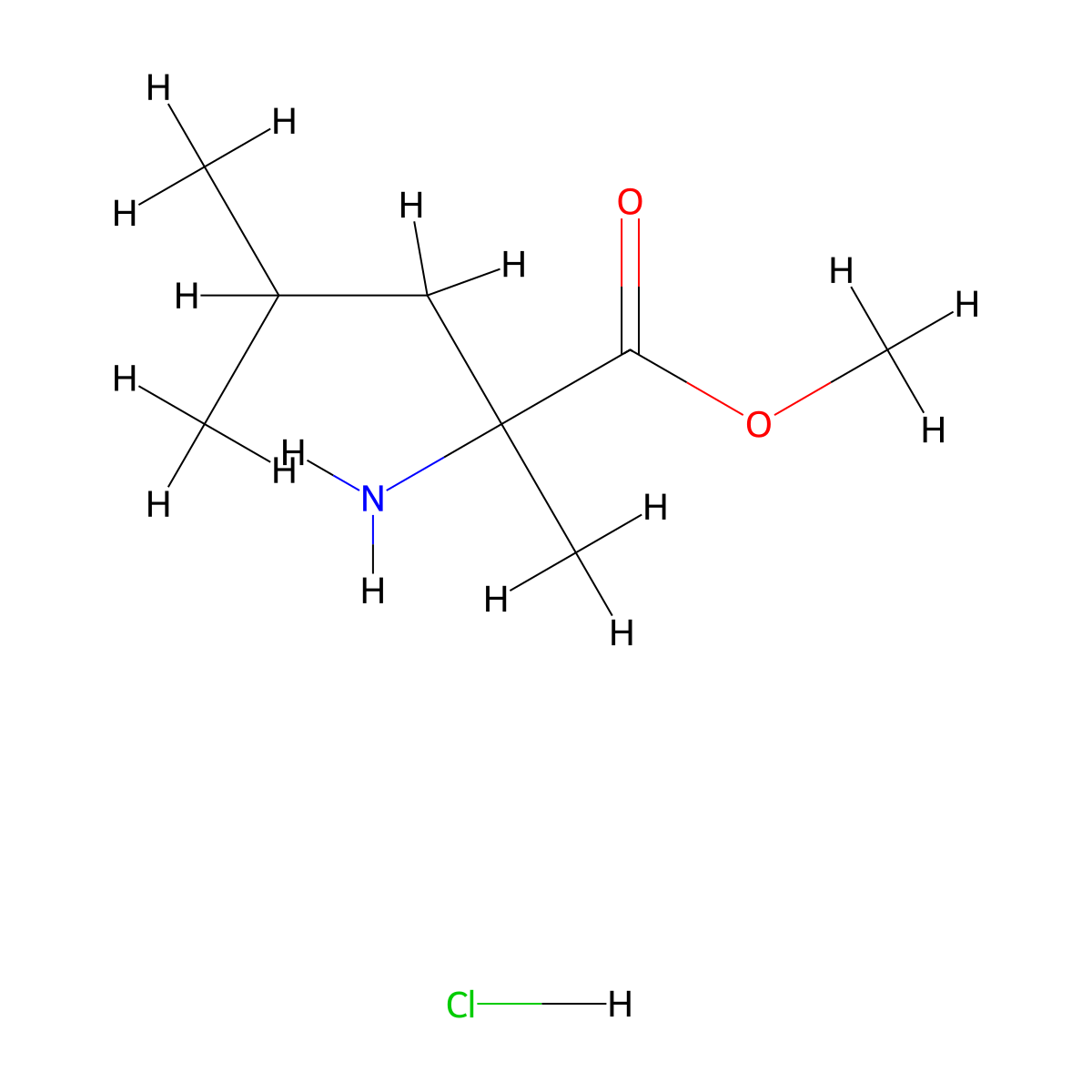 Methyl 2-amino-2,4-dimethylpentanoate hydrochloride molecular structure, CAS 75691-29-1