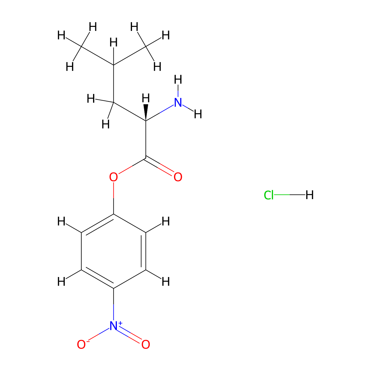 L-Leucine 4-nitrophenyl ester hydrochloride molecular structure, CAS 75691-76-8