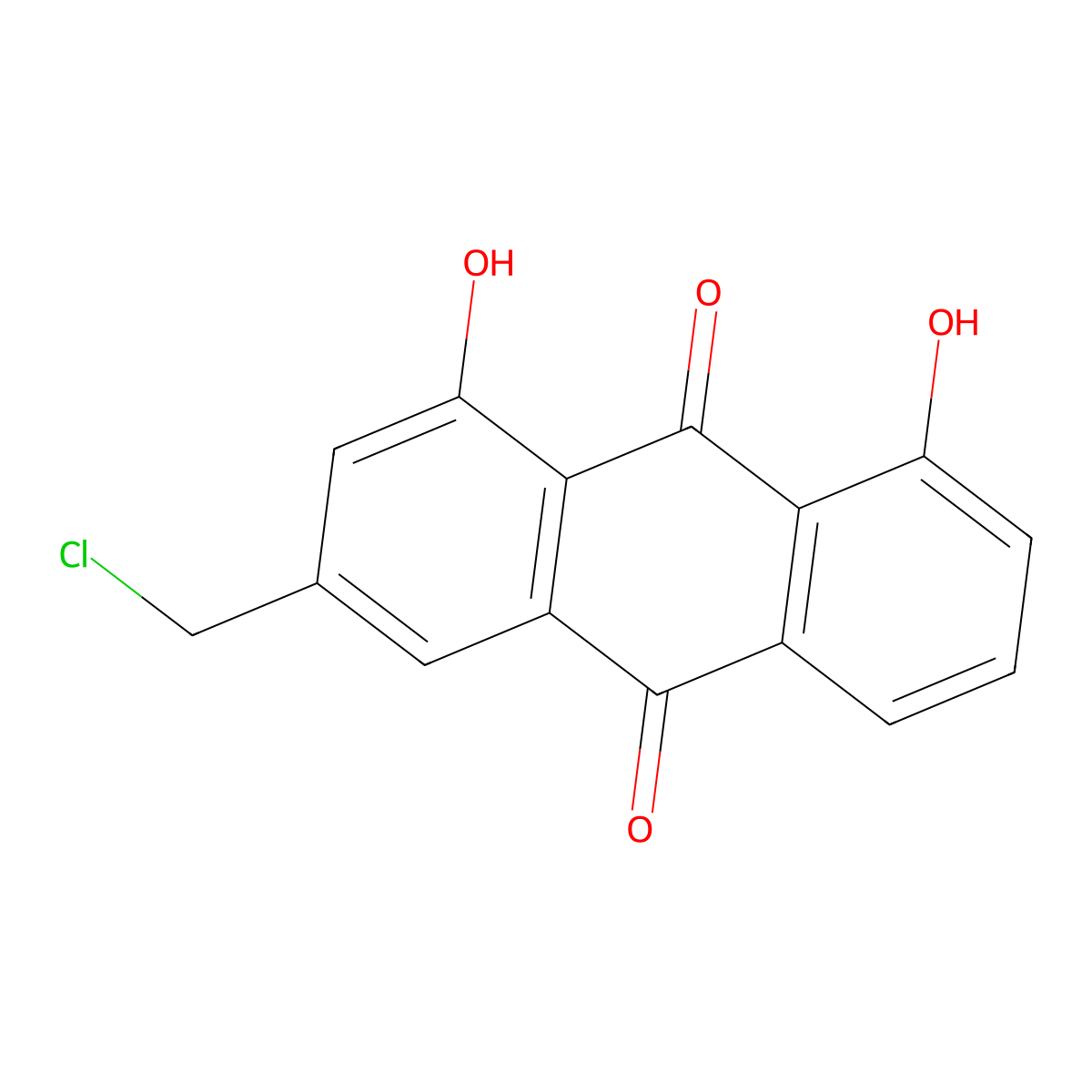 3-(Chloromethyl)-1,8-dihydroxyanthracene-9,10-dione molecular structure, CAS 75694-01-8