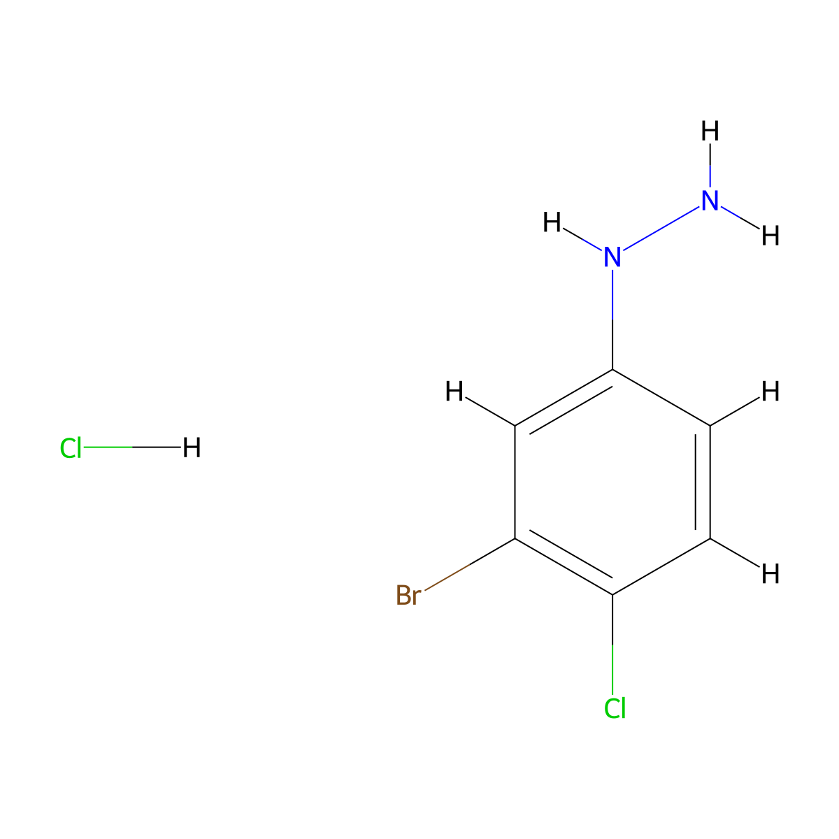 Hydrazine, (3-bromo-4-chlorophenyl)-, hydrochloride (1:?) molecular structure, CAS 75696-12-7