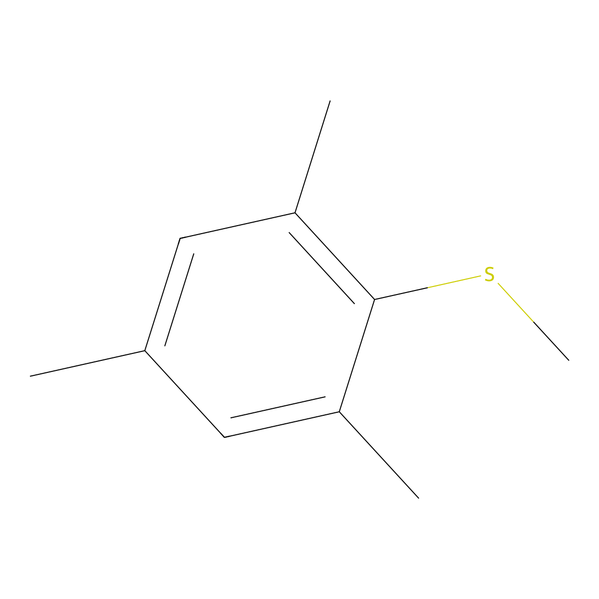 Benzene, 1,3,5-trimethyl-2-(methylthio)- molecular structure, CAS 7570-91-4
