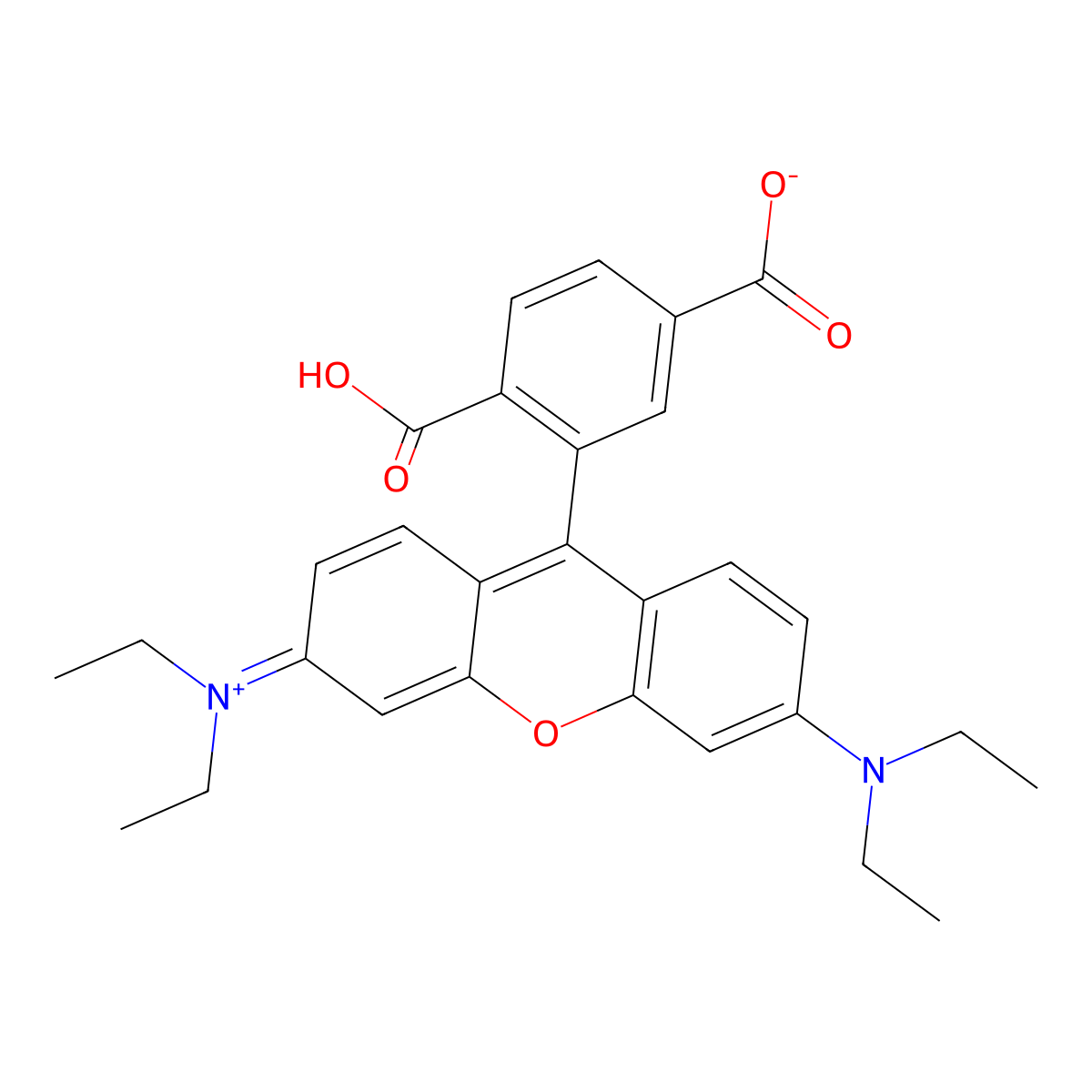 xanthylium, 9-(2,5-dicarboxyphenyl)-3,6-bis(diethylamino)-, inner salt molecular structure, CAS 75701-31-4