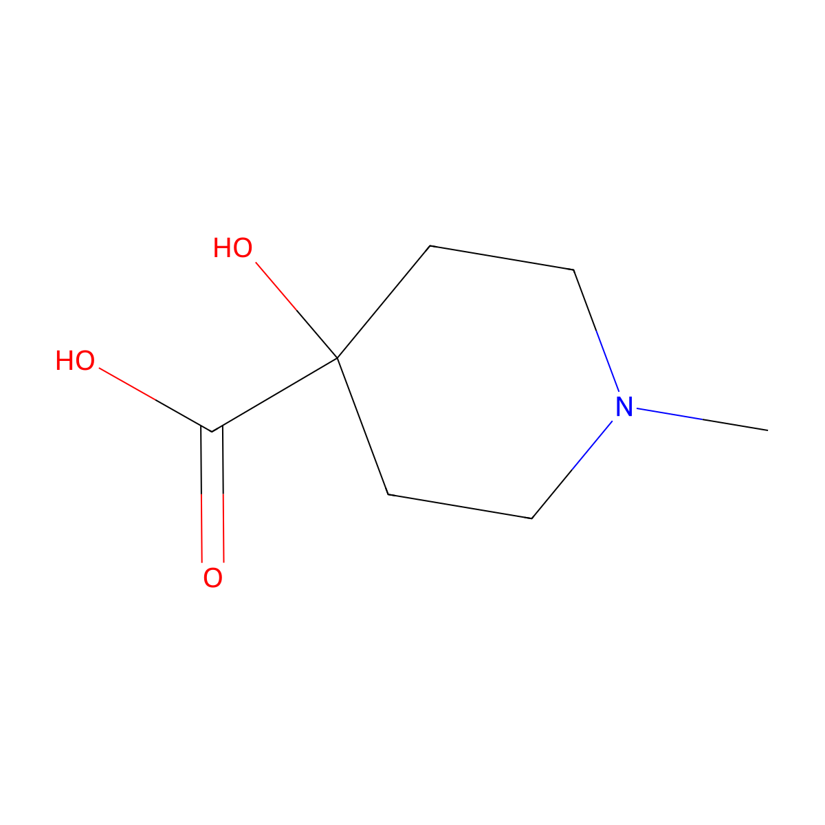 4-Hydroxy-1-methylpiperidine-4-carboxylic acid molecular structure, CAS 757127-21-2