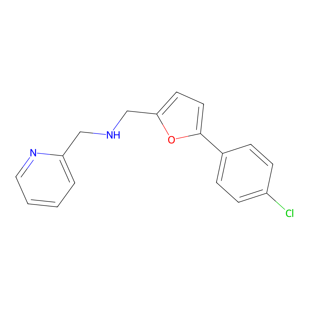 1-[5-(4-chlorophenyl)furan-2-yl]-N-(pyridin-2-ylmethyl)methanamine molecular structure, CAS 757136-39-3