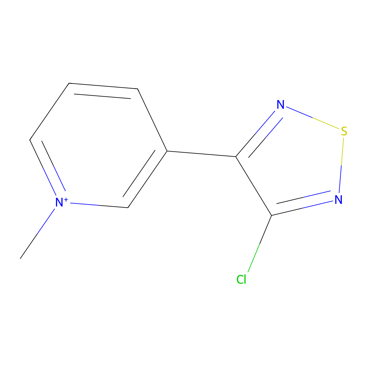 Pyridinium, 3-(4-chloro-1,2,5-thiadiazol-3-yl)-1-methyl-, iodide molecular structure, CAS 757154-87-3