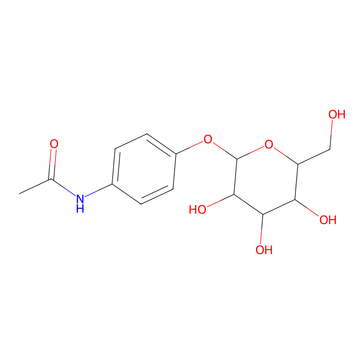 Acetamide, N-(4-(beta-D-glucopyranosyloxy)phenyl)- molecular structure, CAS 75716-11-9