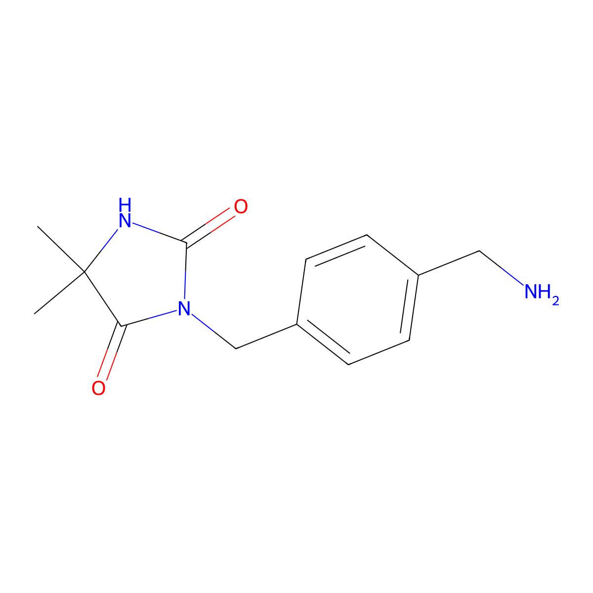 3-{[4-(Aminomethyl)phenyl]methyl}-5,5-dimethylimidazolidine-2,4-dione molecular structure, CAS 757163-35-2