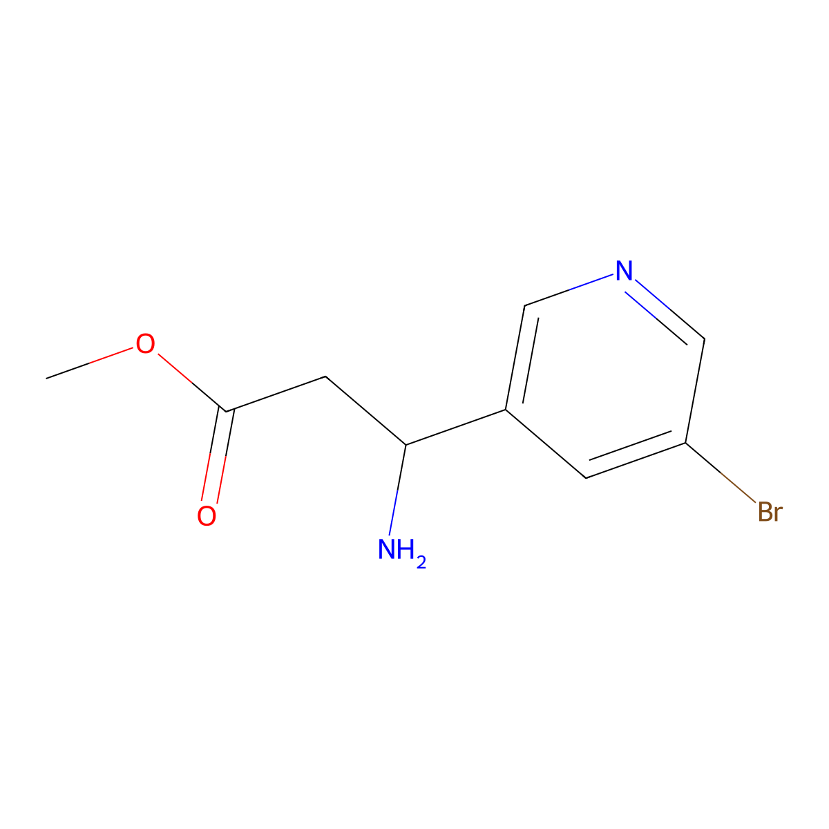 Methyl 3-amino-3-(5-bromopyridin-3-yl)propanoate molecular structure, CAS 757174-43-9