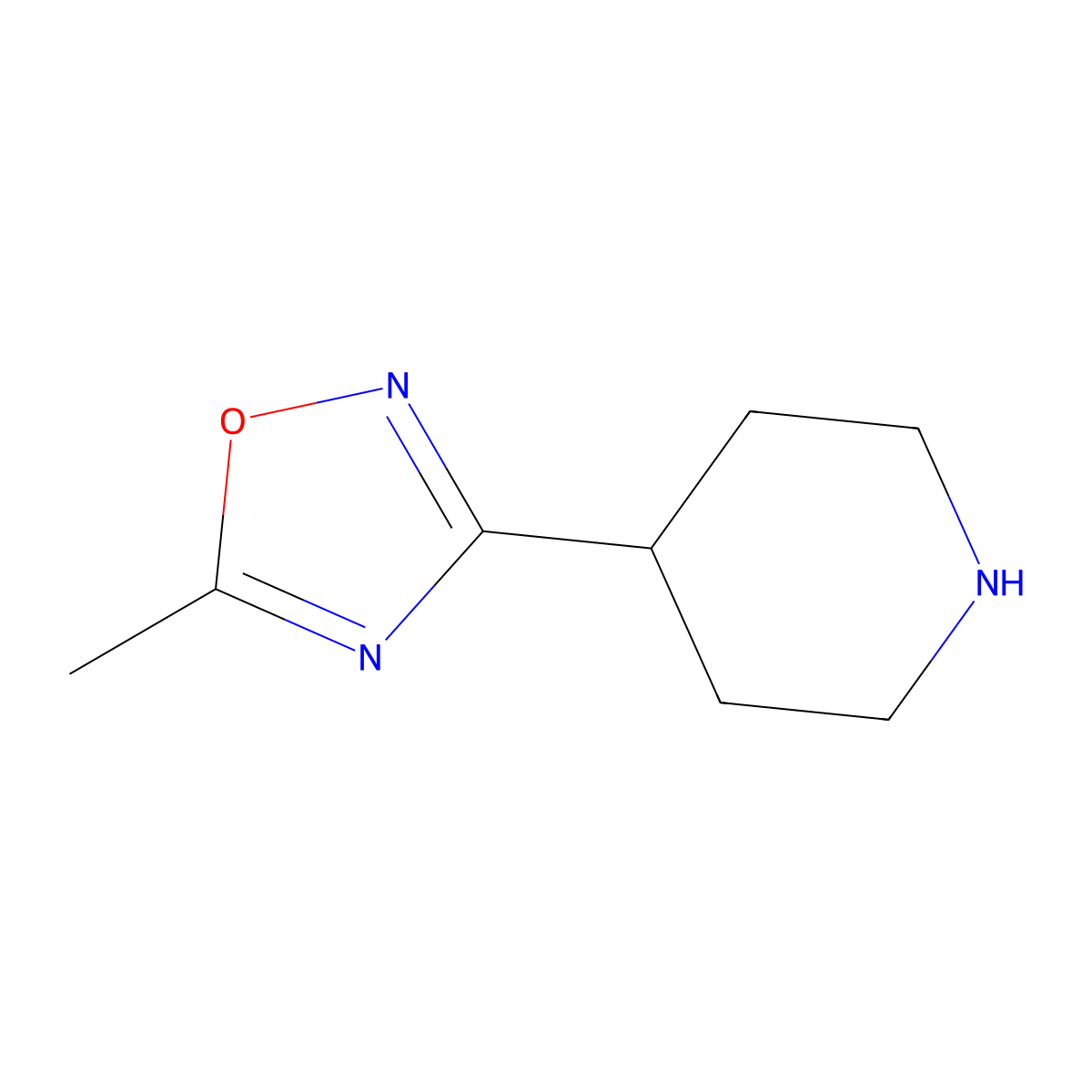 5-Methyl-3-(piperidin-4-yl)-1,2,4-oxadiazole molecular structure, CAS 757175-70-5