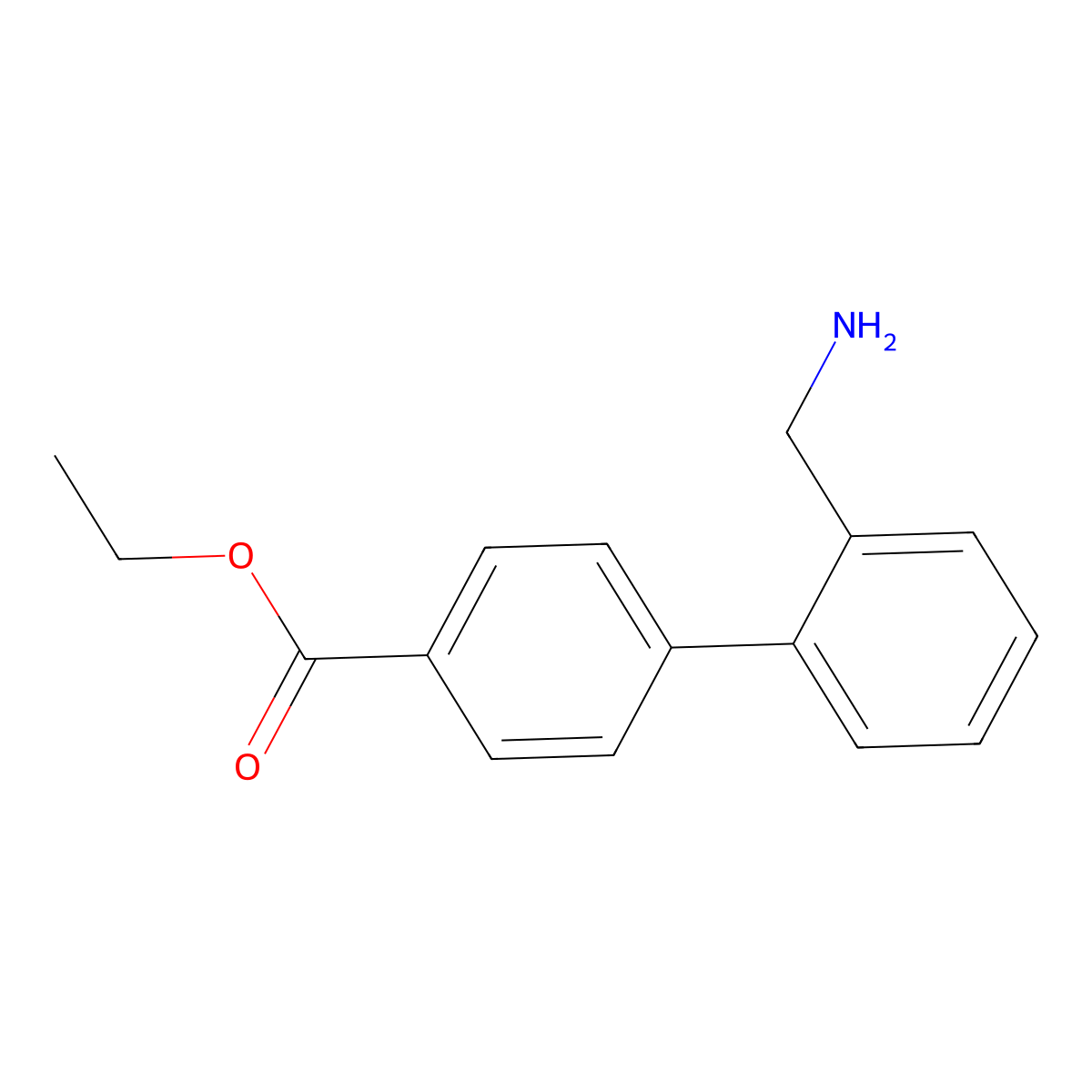 Ethyl 2'-(aminomethyl)-[1,1'-biphenyl]-4-carboxylate molecular structure, CAS 757177-91-6