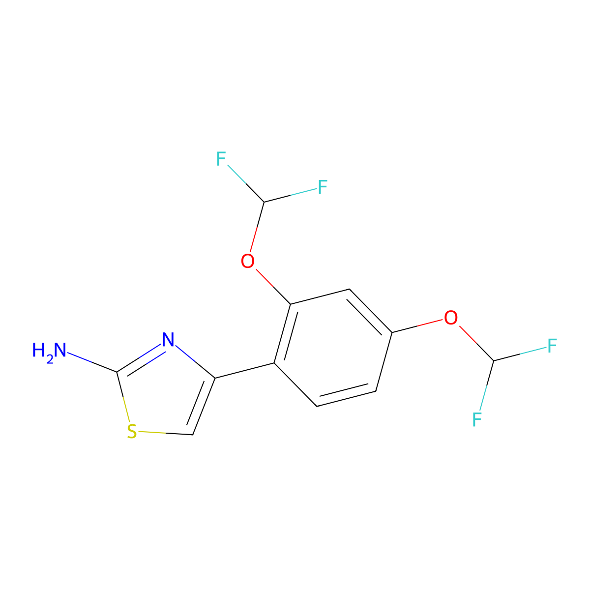 4-[2,4-Bis(difluoromethoxy)phenyl]-1,3-thiazol-2-amine molecular structure, CAS 757178-55-5