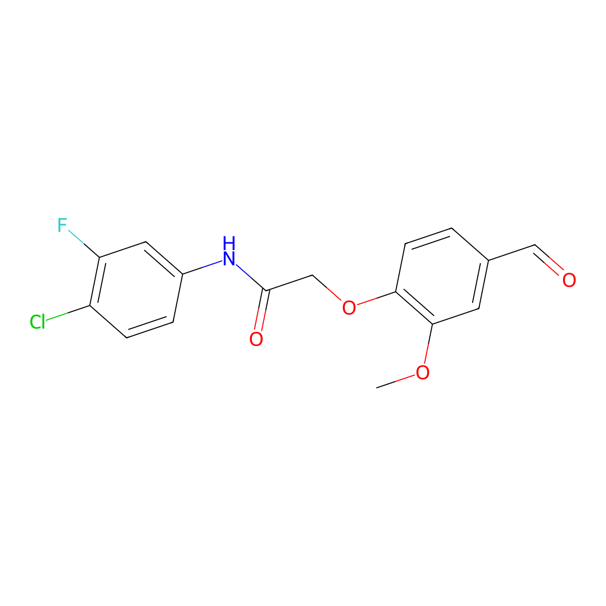 N-(4-chloro-3-fluorophenyl)-2-(4-formyl-2-methoxyphenoxy)acetamide molecular structure, CAS 757192-63-5